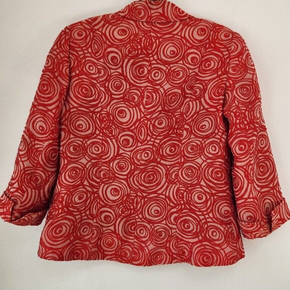 Lafayette 148 Red Blazer Jacket Career Professional Office Swirl Roses Women's 8 - Picture 2 of 9